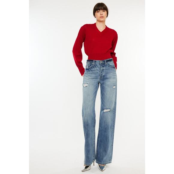 KanCan Distressed High Waist Bootcut Jeans - KC7373MV - Size 9/28 - Picture 4 of 6